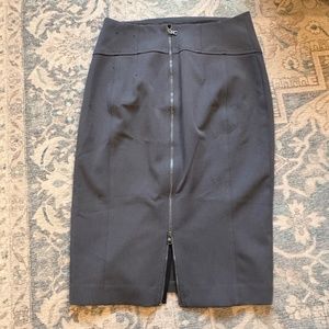 Express | High Waisted Midi Pencil Skirt w/ Zipper Detailing | Charcoal | Size:4